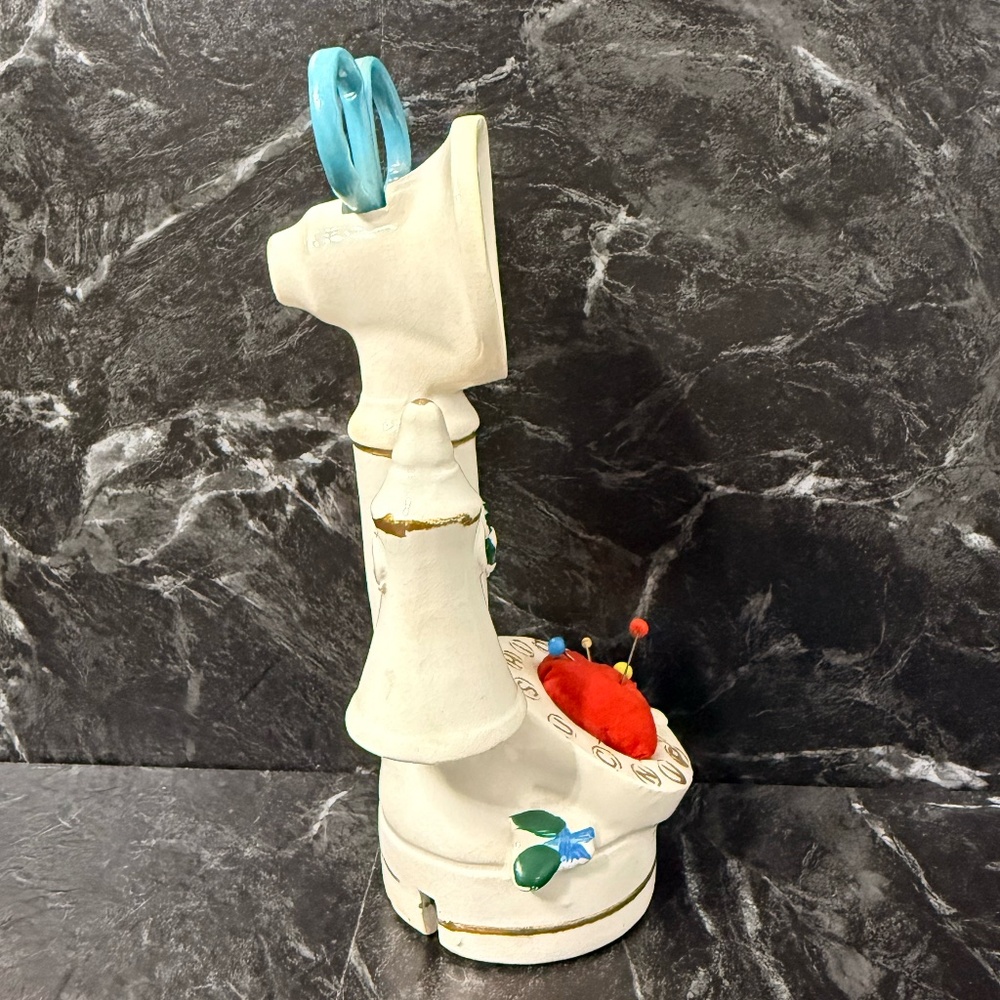 Vintage Telephone Figurine Pin Cushion, Measuring Tape and Scissors - Picture 9 of 16